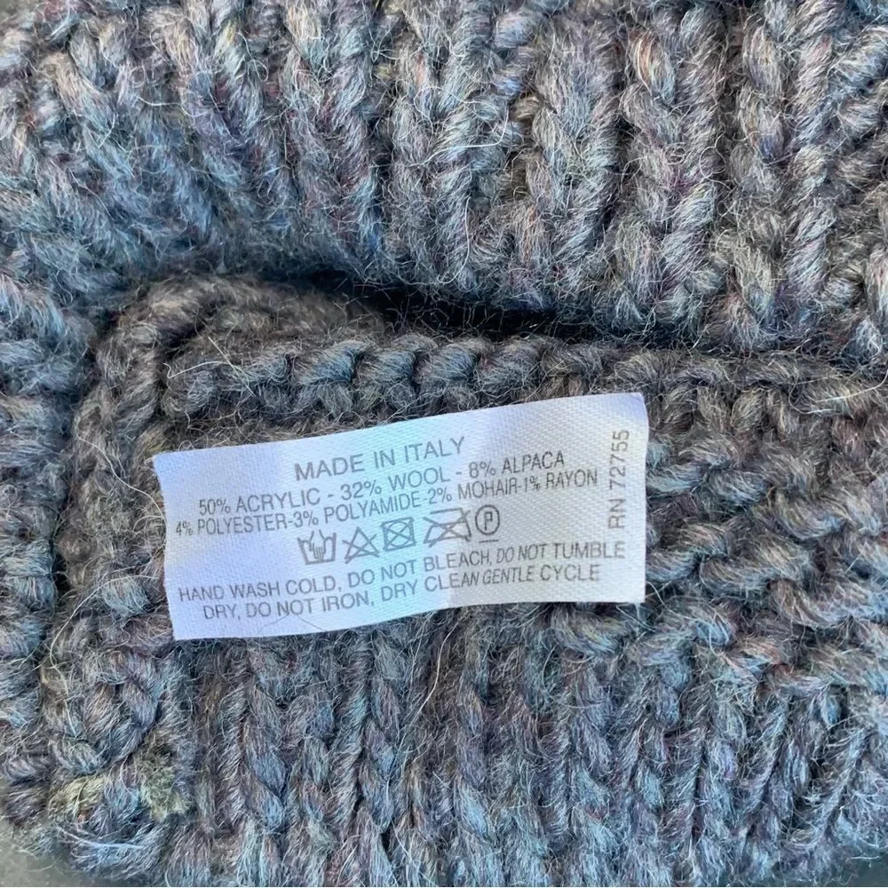 Cerazioni Ba‎ Bo Wool Alpaca Blend Fur Pom Beanie Hat